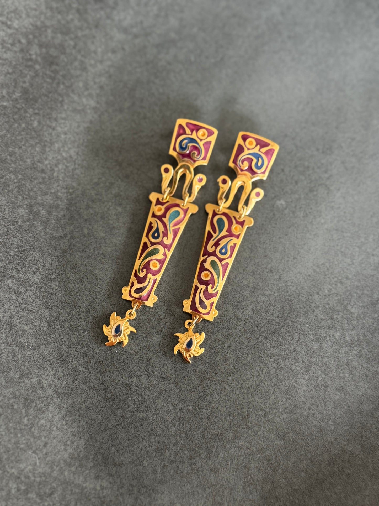 Vintage Paisley Printed Hanging Earrings