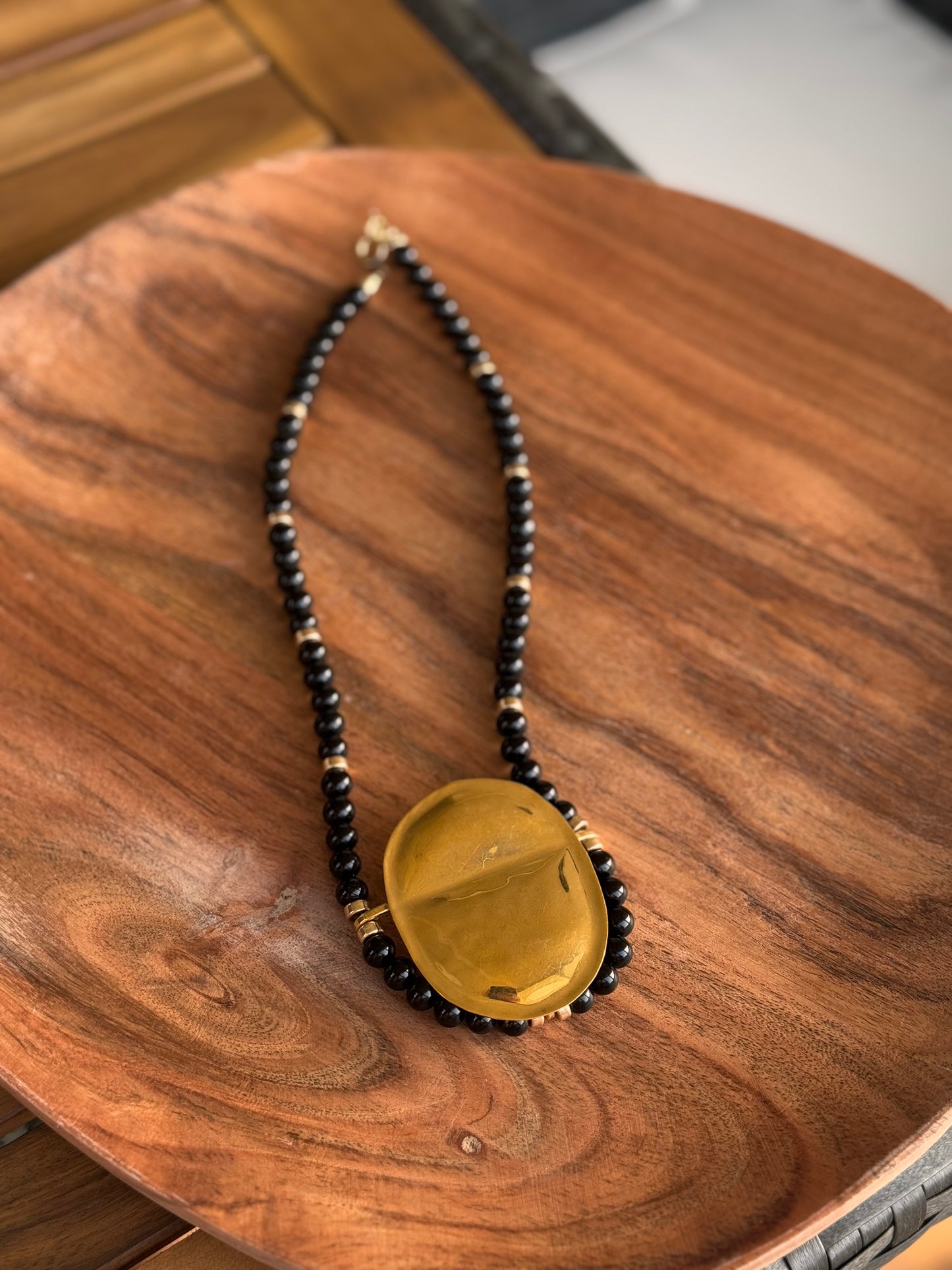 Vintage Beaded Gold Tone Pendant