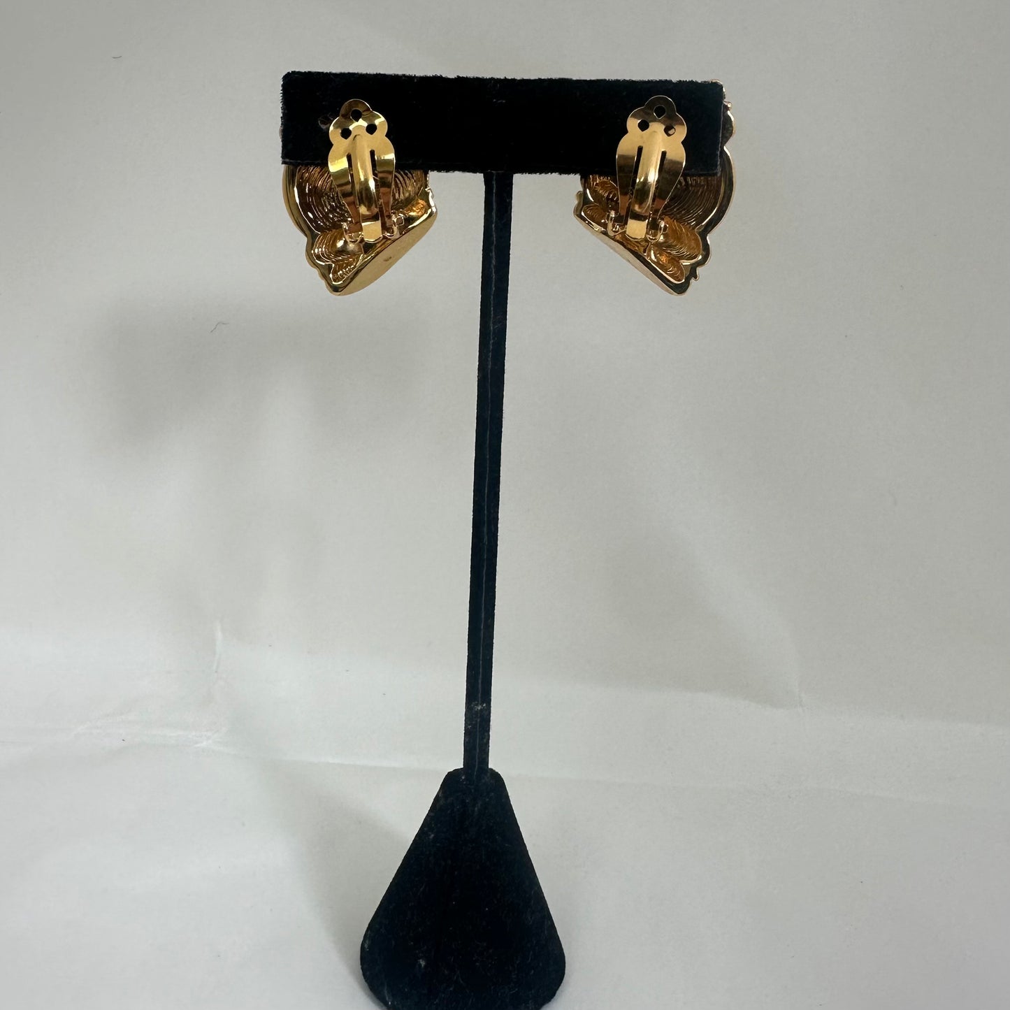 Vintage Gold Plate Clip On Statement Earrings