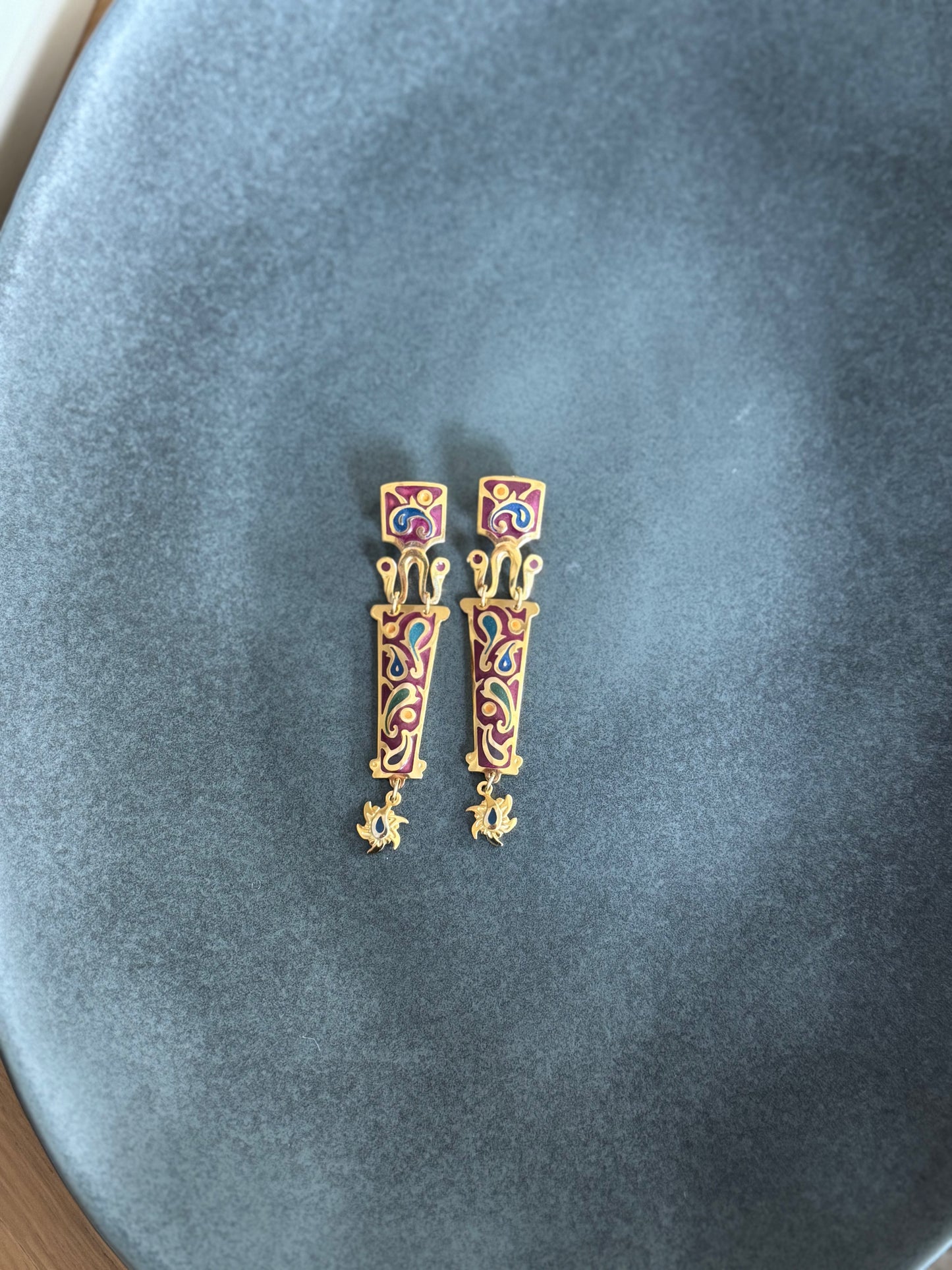 Vintage Paisley Printed Hanging Earrings