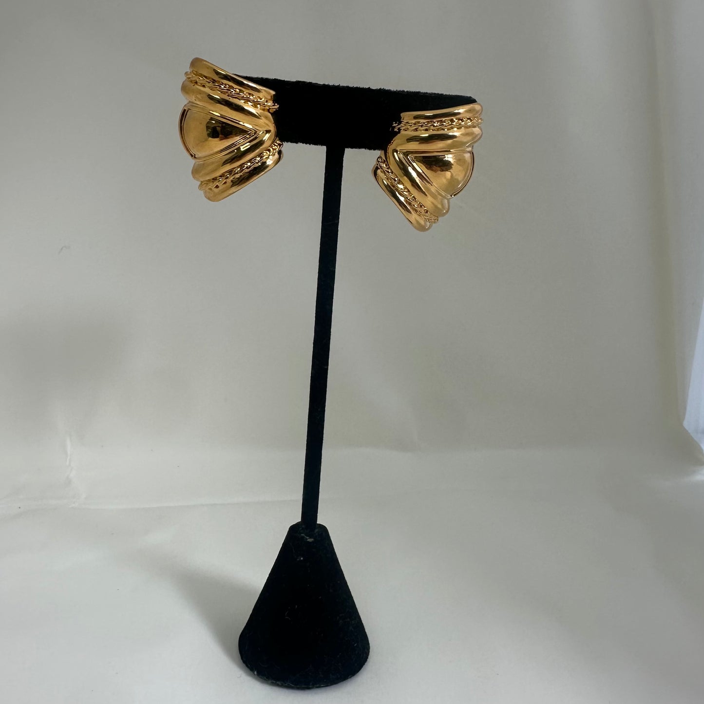 Vintage Gold Plate Clip On Statement Earrings
