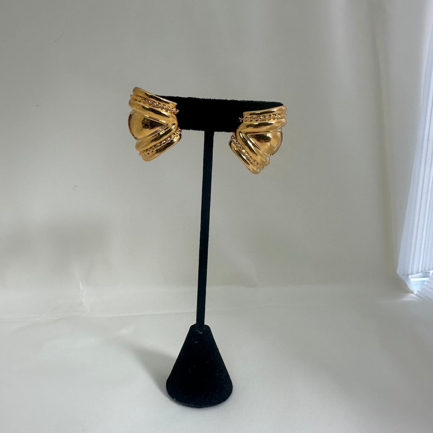 Vintage Gold Plate Clip On Statement Earrings