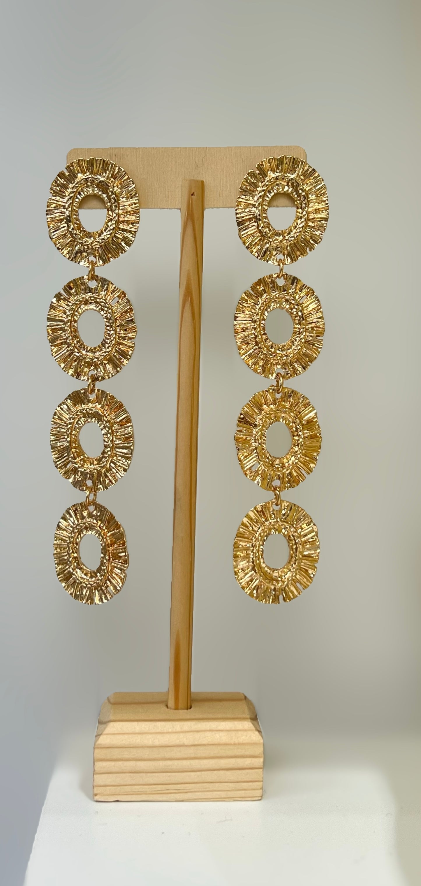 Gold Circled Dangle Long Earrings