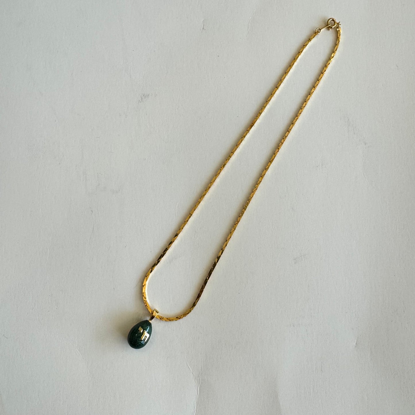 Green Chai/ Jewish Star Egg Shape Pendant