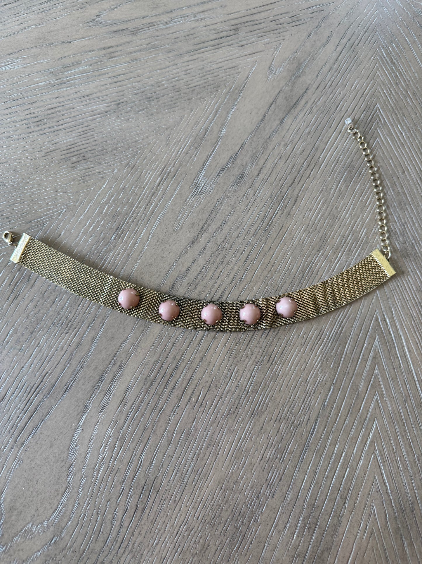 Vintage Pink Stone Mesh Choker
