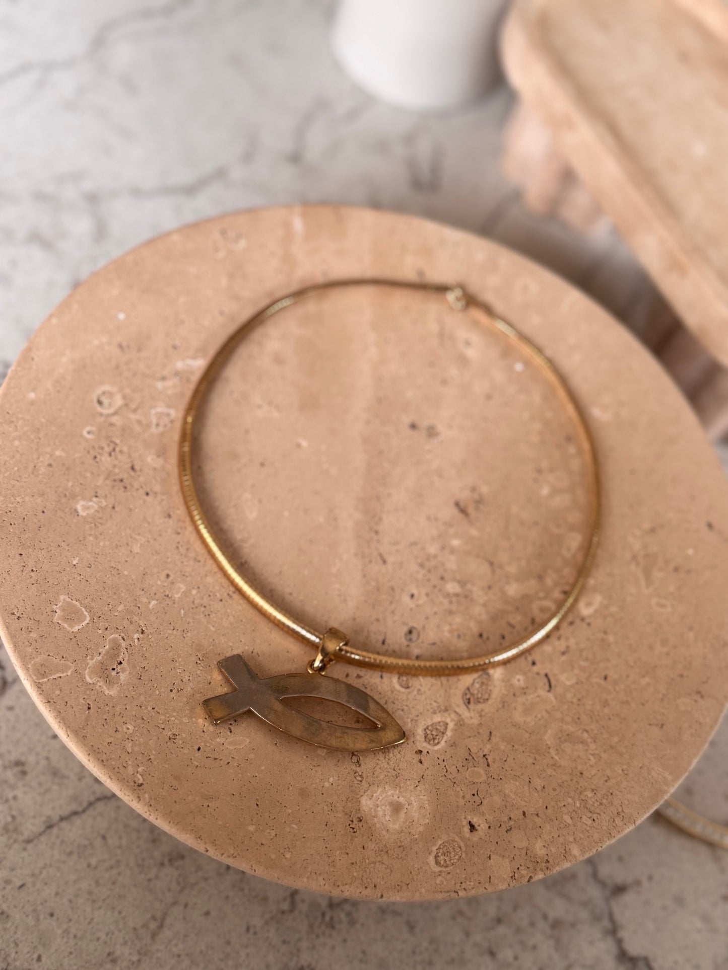Vintage Fish Pendant Omega Chain