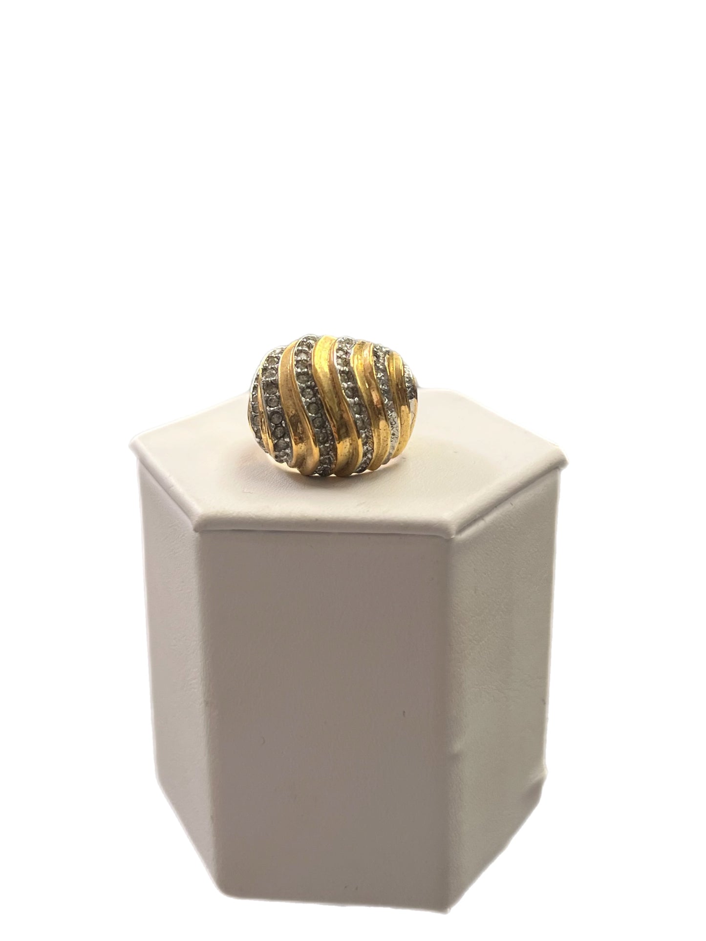 Gold And Rhinestone Dome Ring