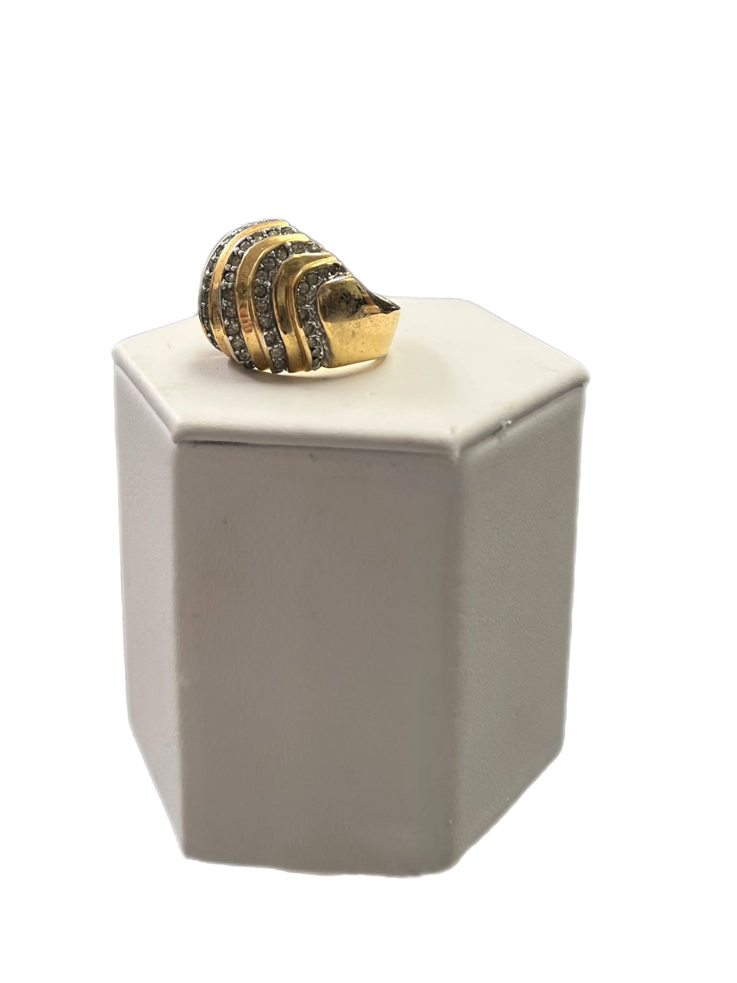 Gold And Rhinestone Dome Ring