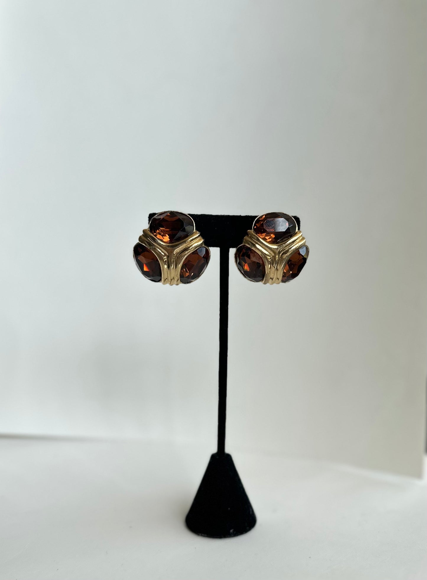 Vintage Ciner Topaz Clip Back Earrings