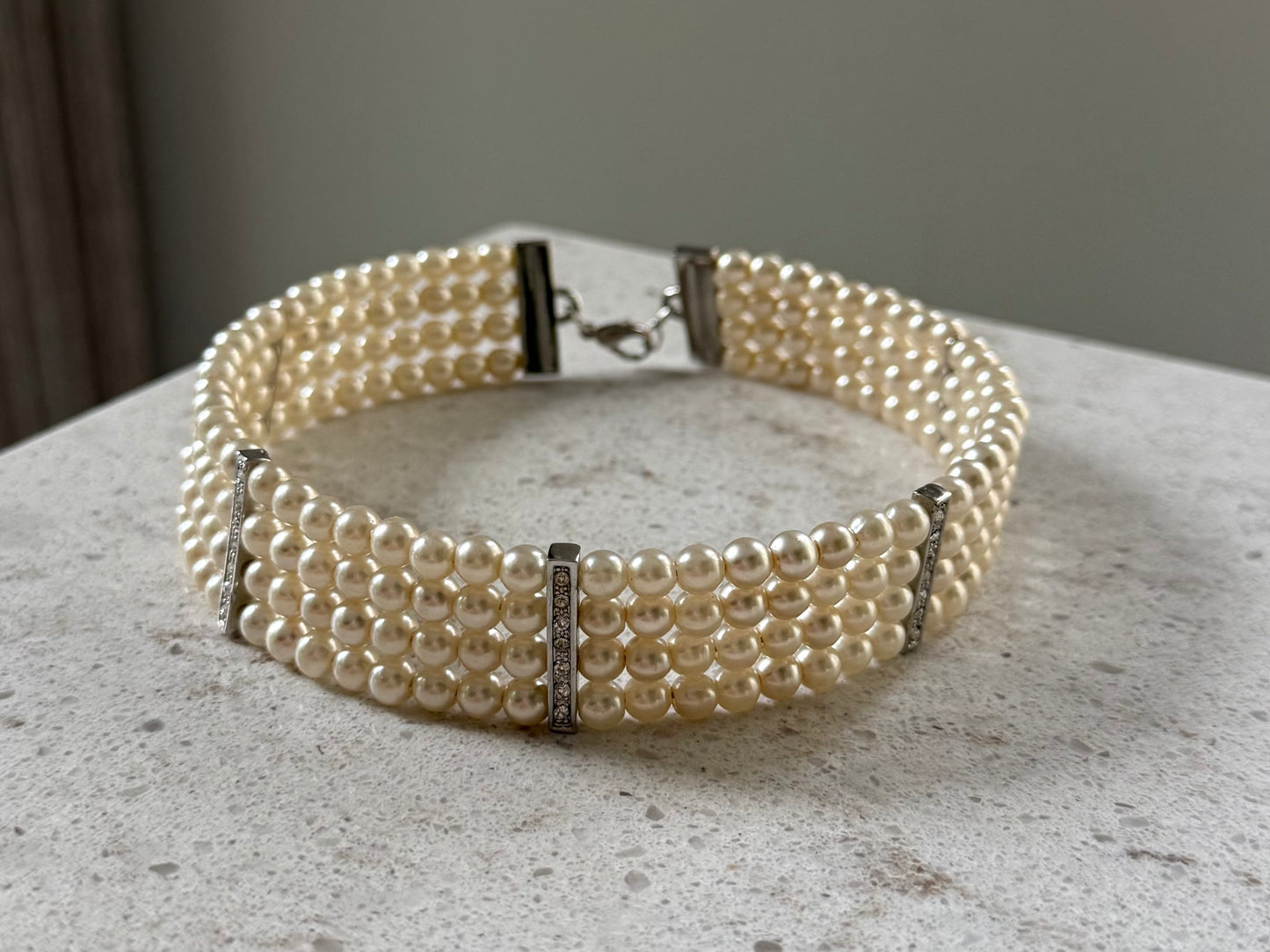 Silver Tone Vintage Pearl Choker
