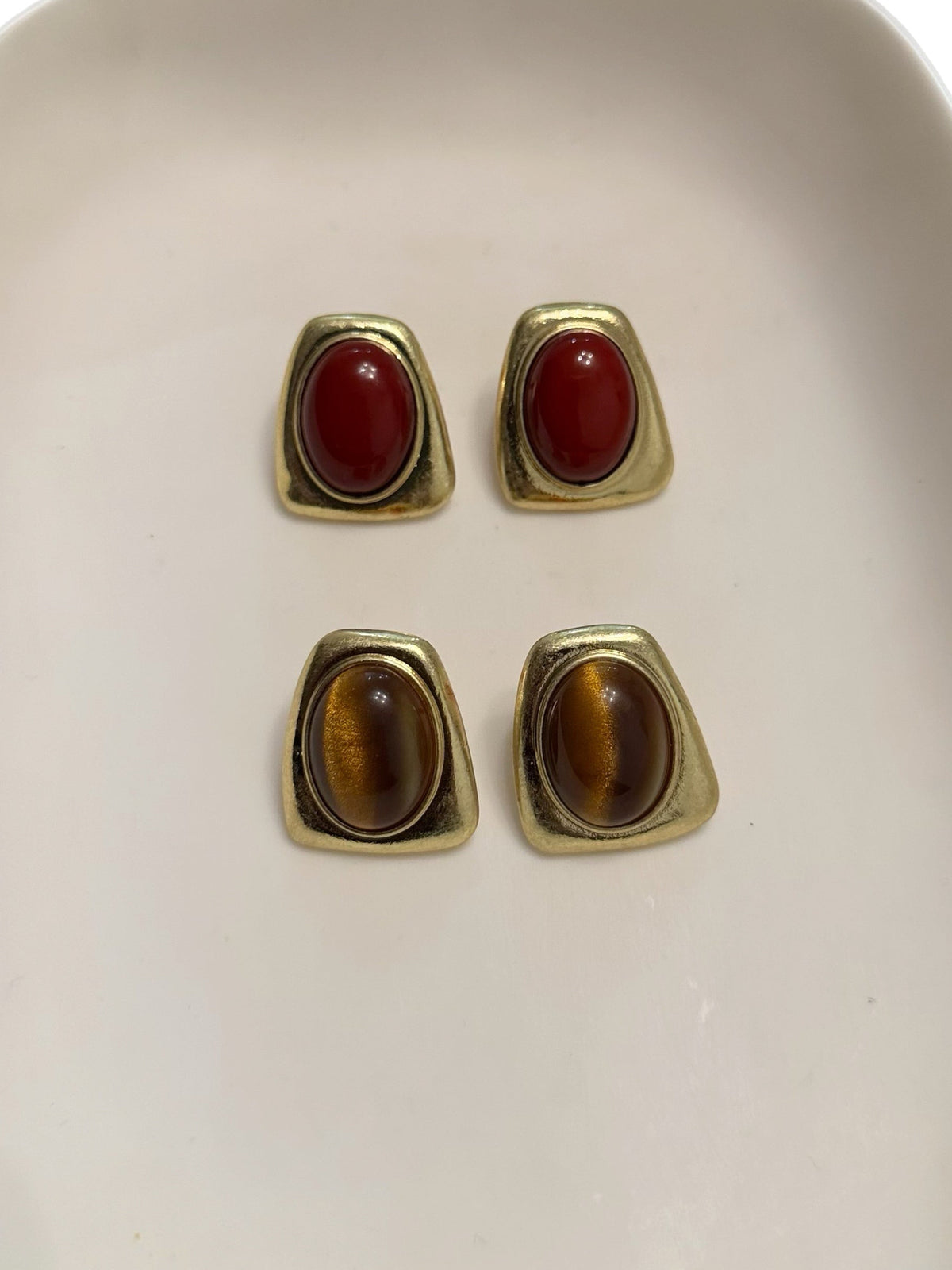 Gold Tone Oval Earrings