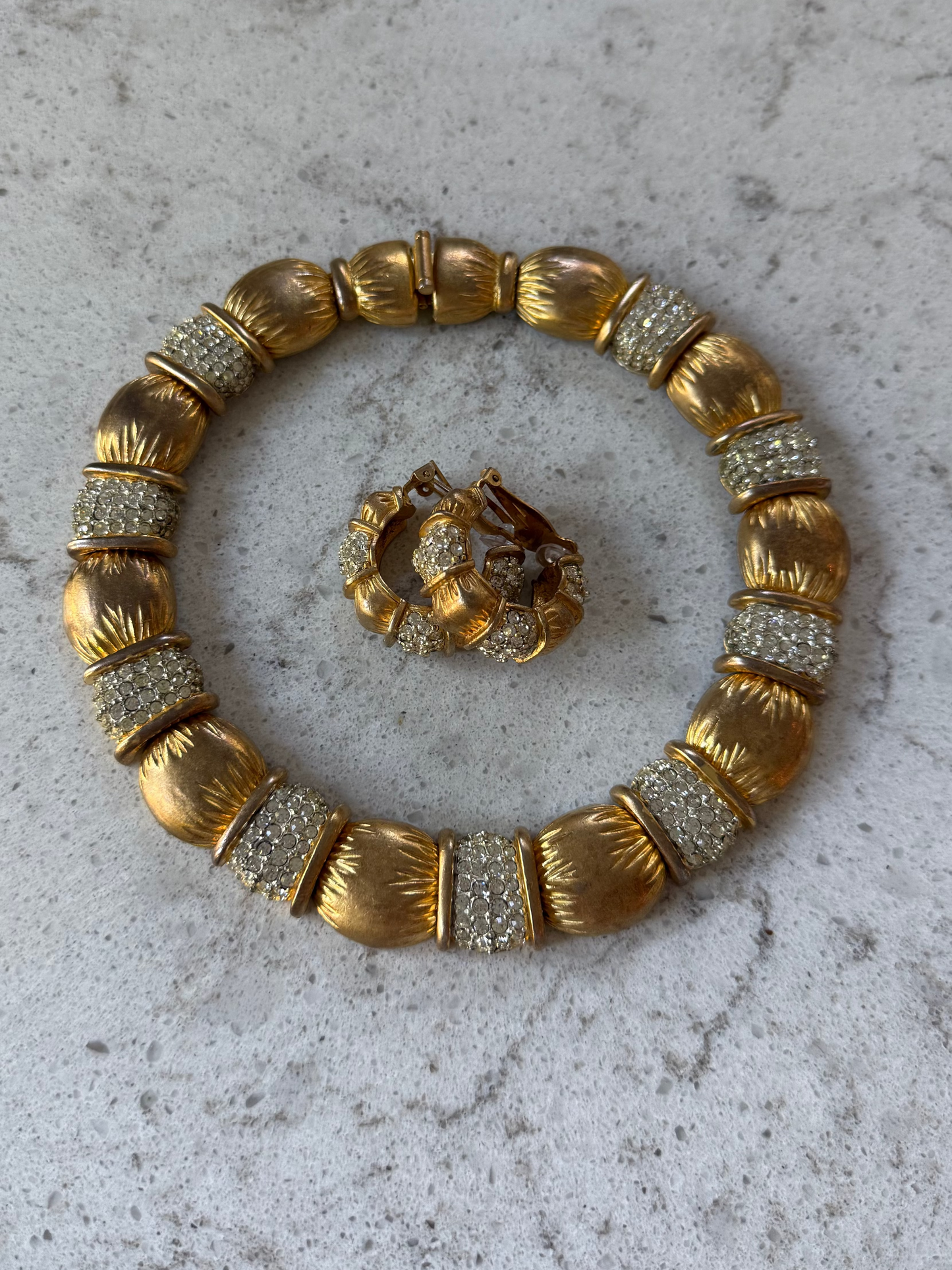 Vintage Gold And Diamond Choker And Earrings