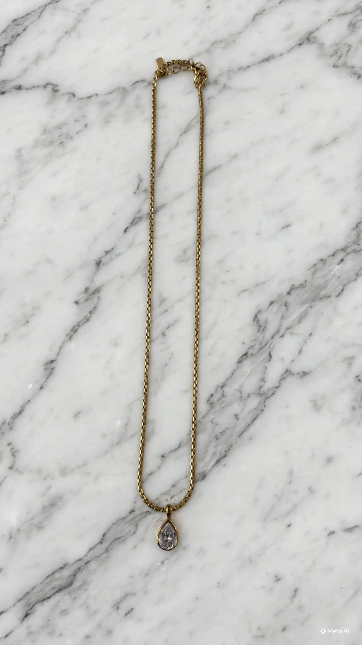 Pear Bezeled Necklace On Rope Chain