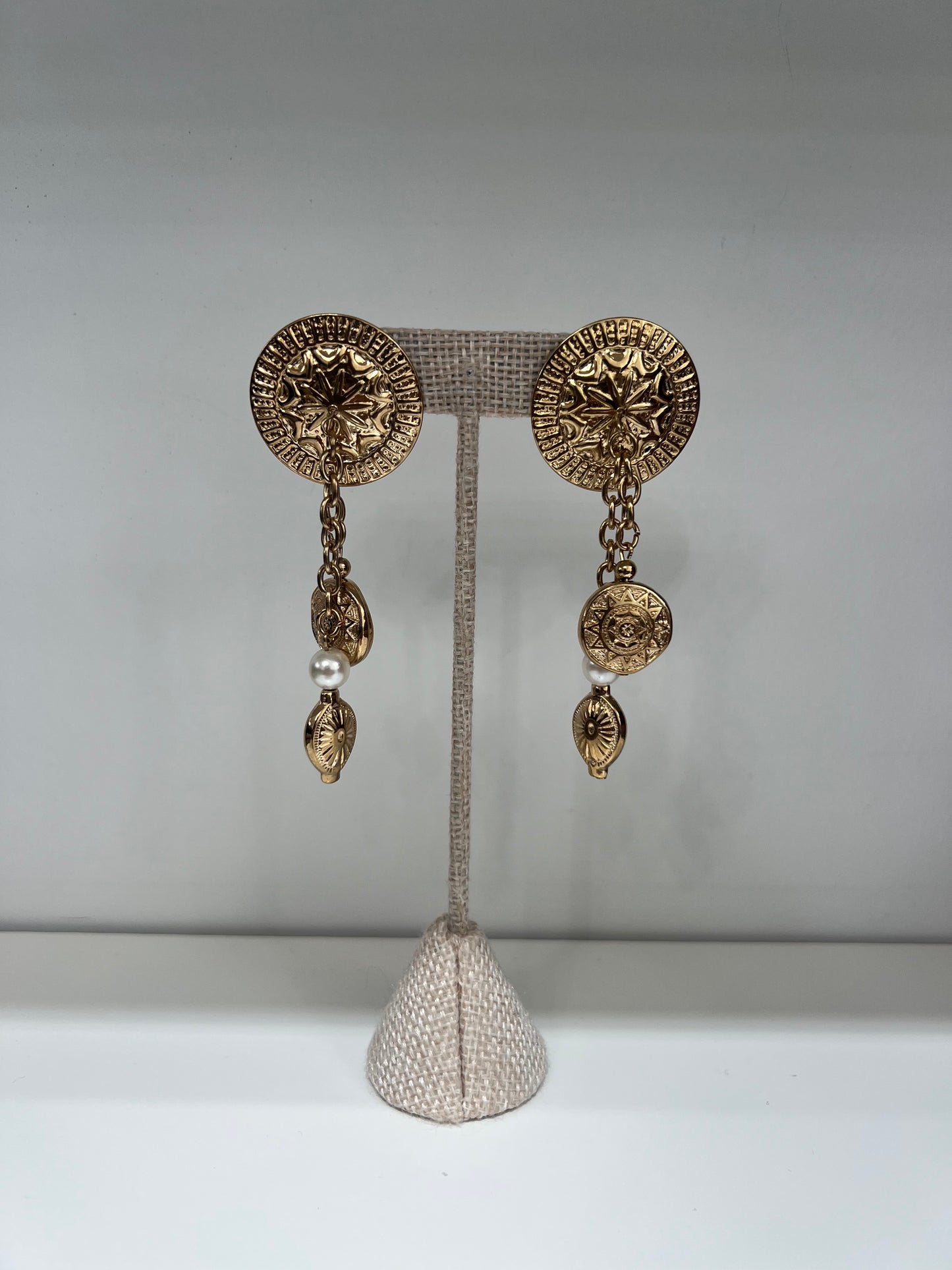 Vintage Coin Dangle Chain Earrings