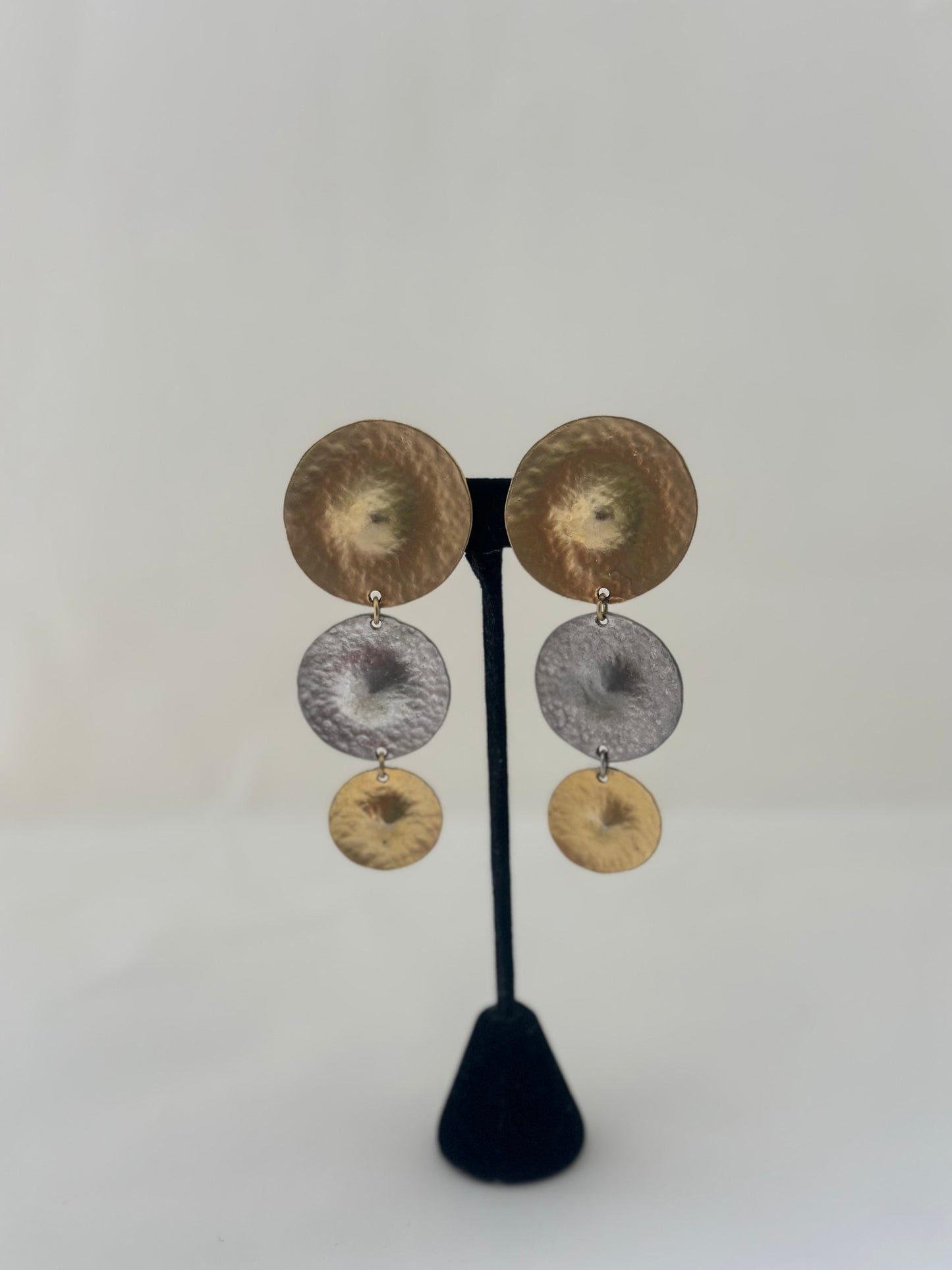 Vintage Hammered Circles Dangle Earrings