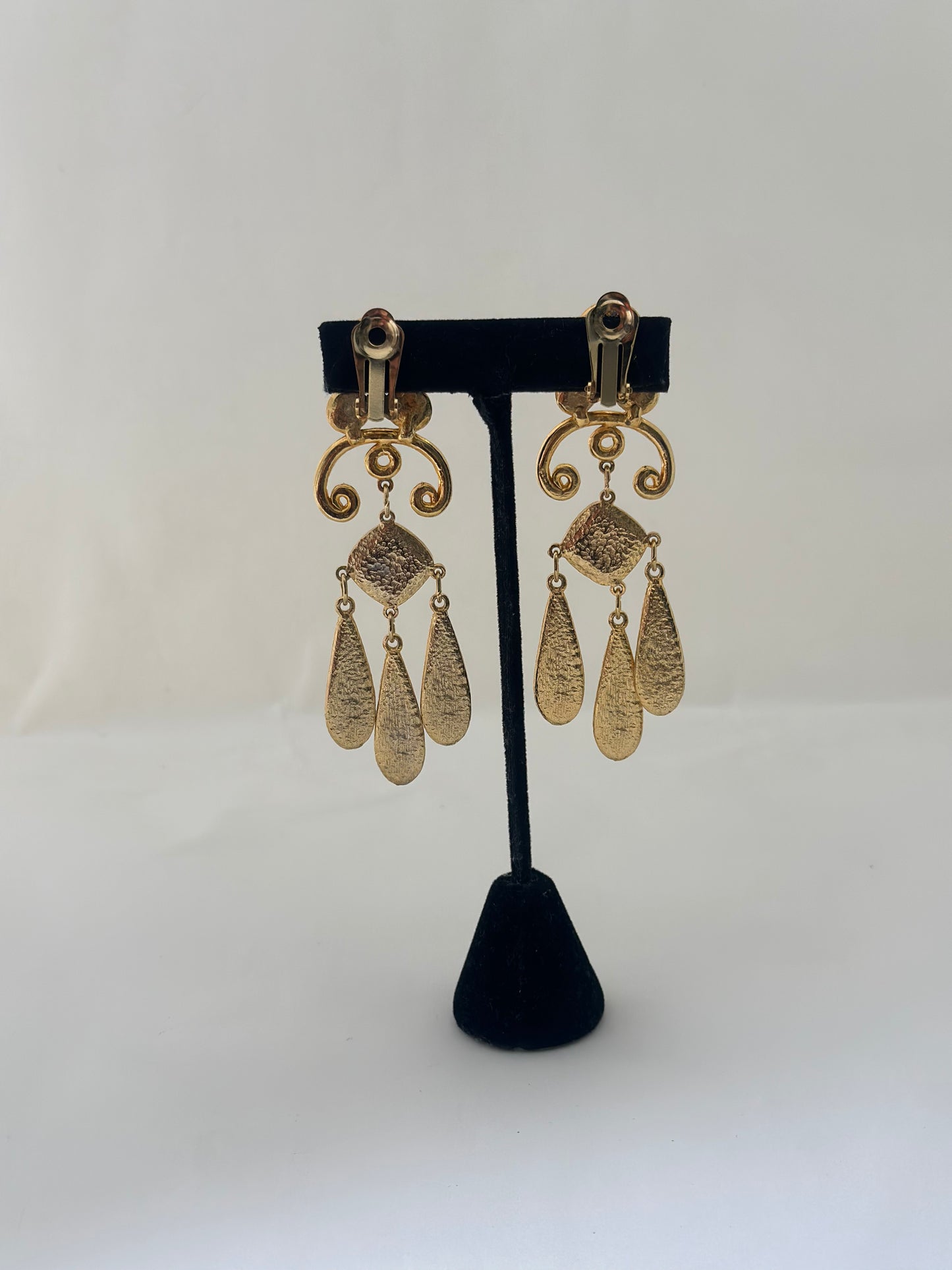 Vintage Gold & Red Hanging Statement Earrings