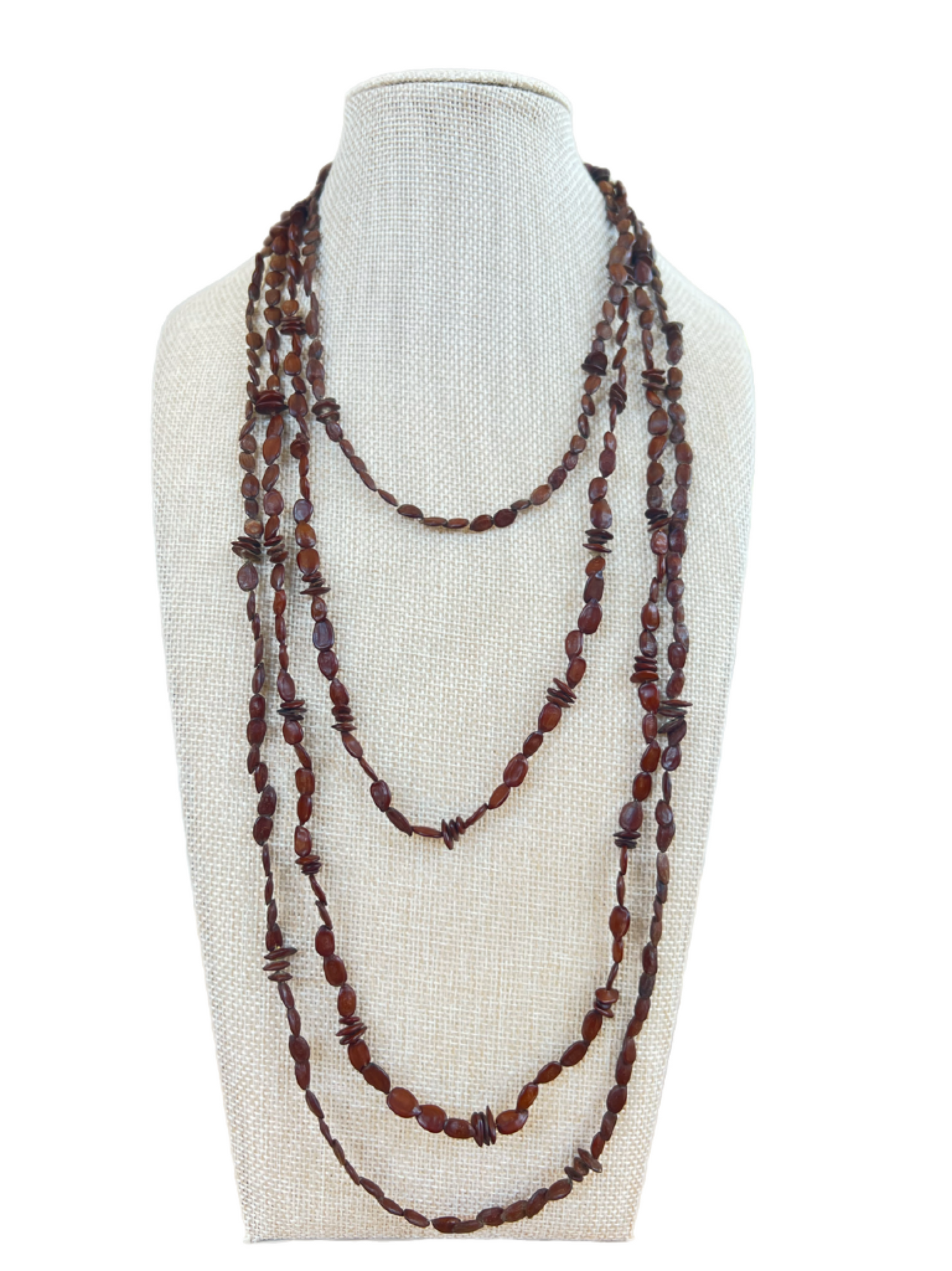 Brown Beaded Layered Necklaces