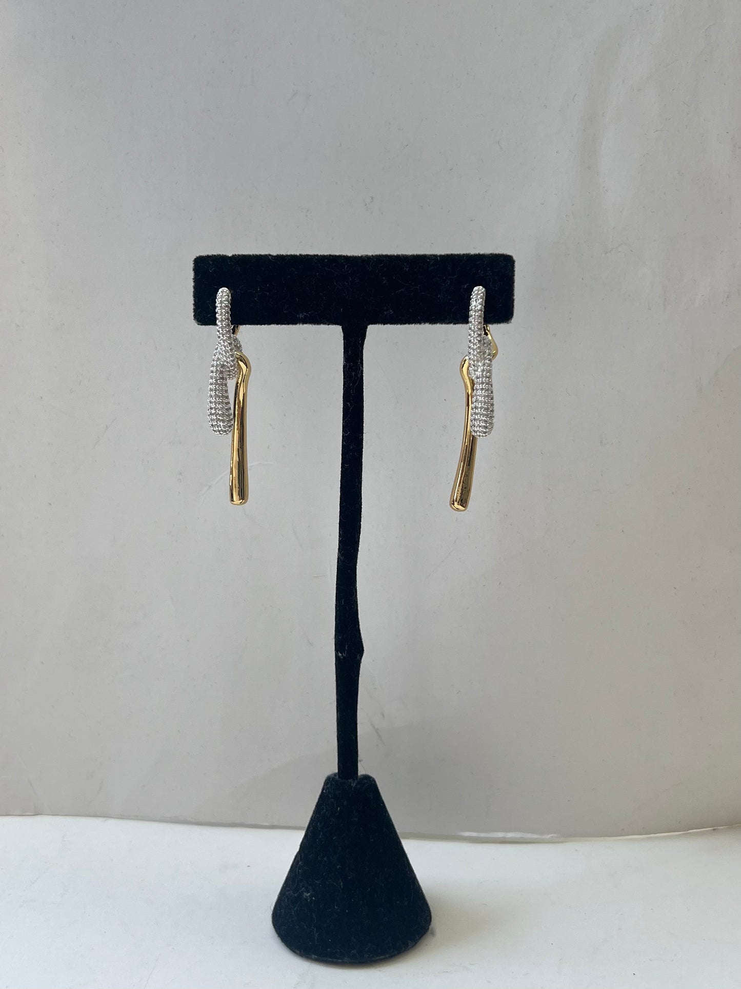 Crystal And Gold Knot Earring
