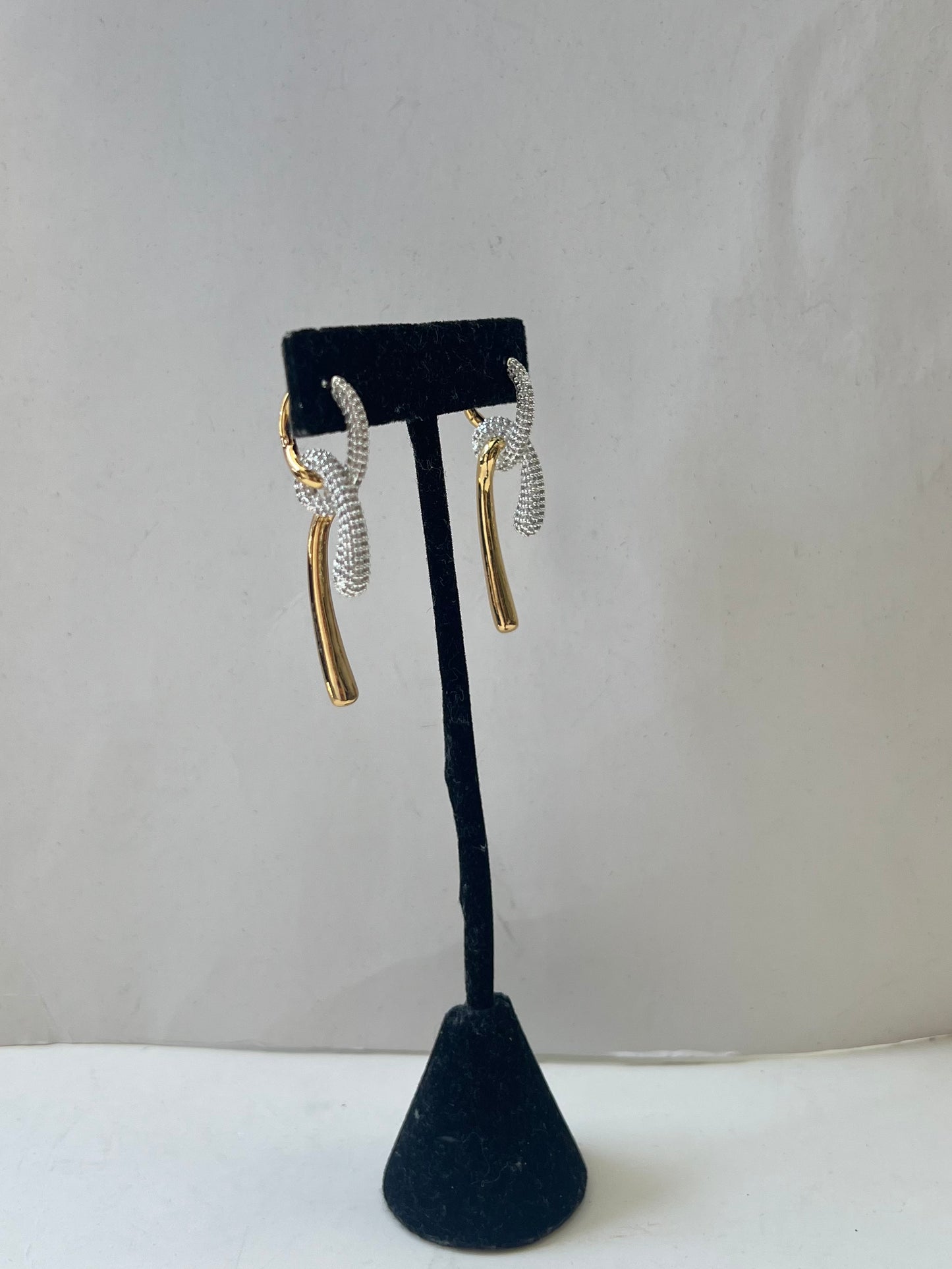 Crystal And Gold Knot Earring