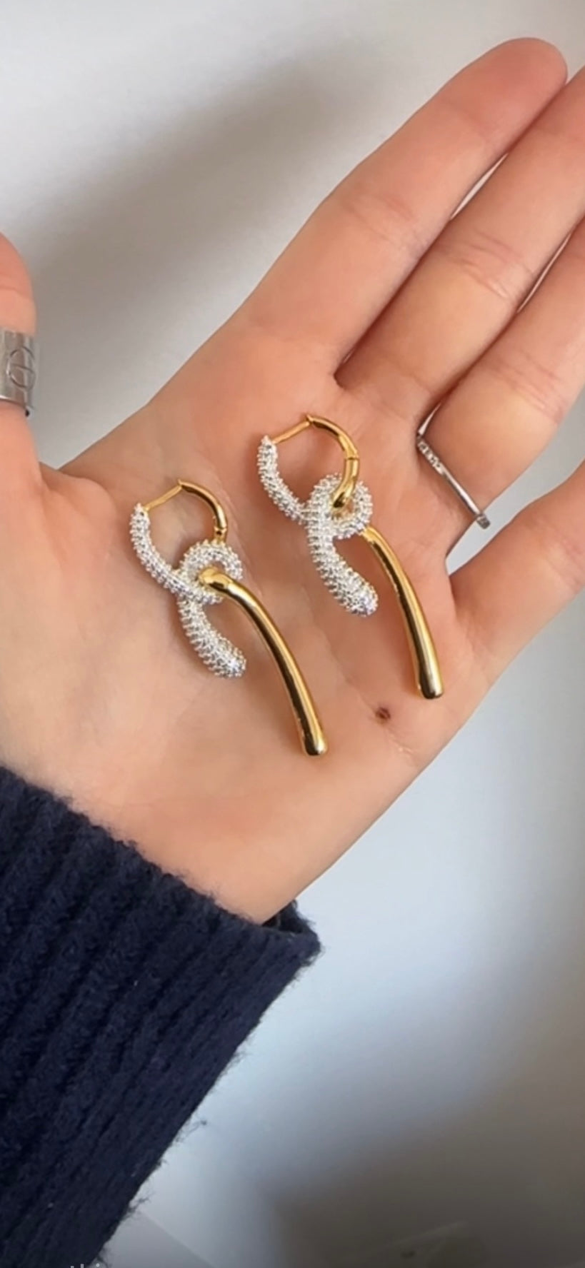 Crystal And Gold Knot Earring