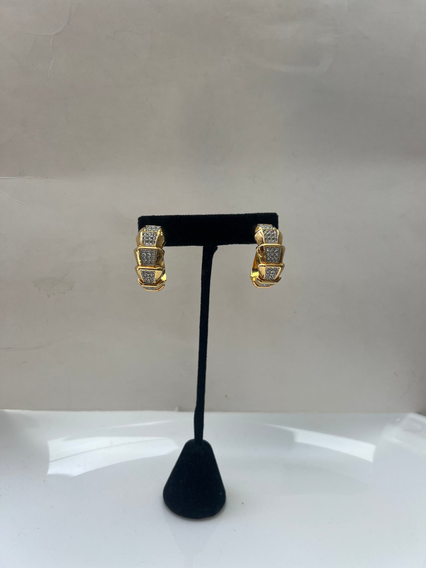 Gold Crystal Half Hoop Earrings