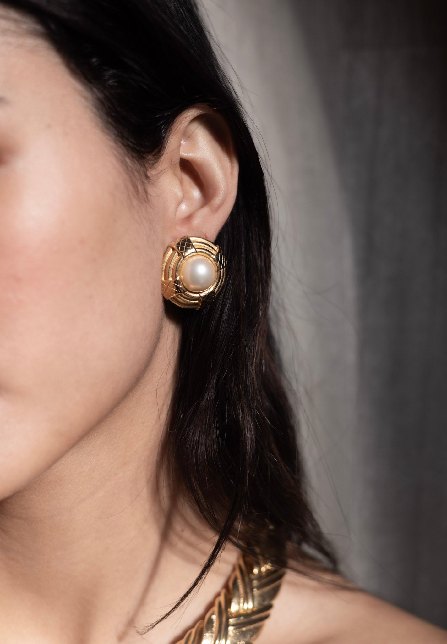 Gold and Pearl Circle Earrings