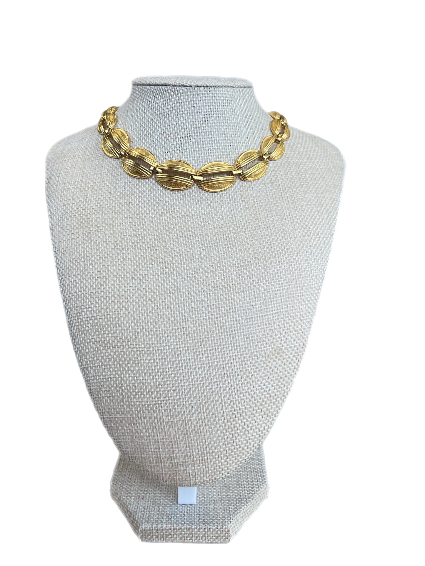 Vintage Brushed Gold Matte Link Collar Adjustable Necklace