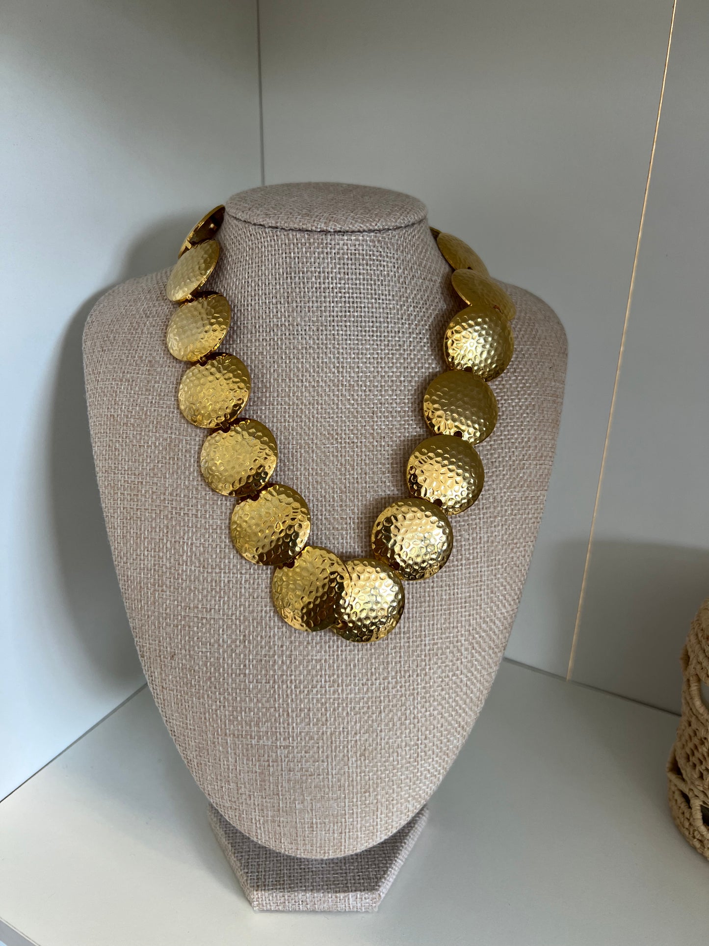 Gold Hammered Collar Necklace