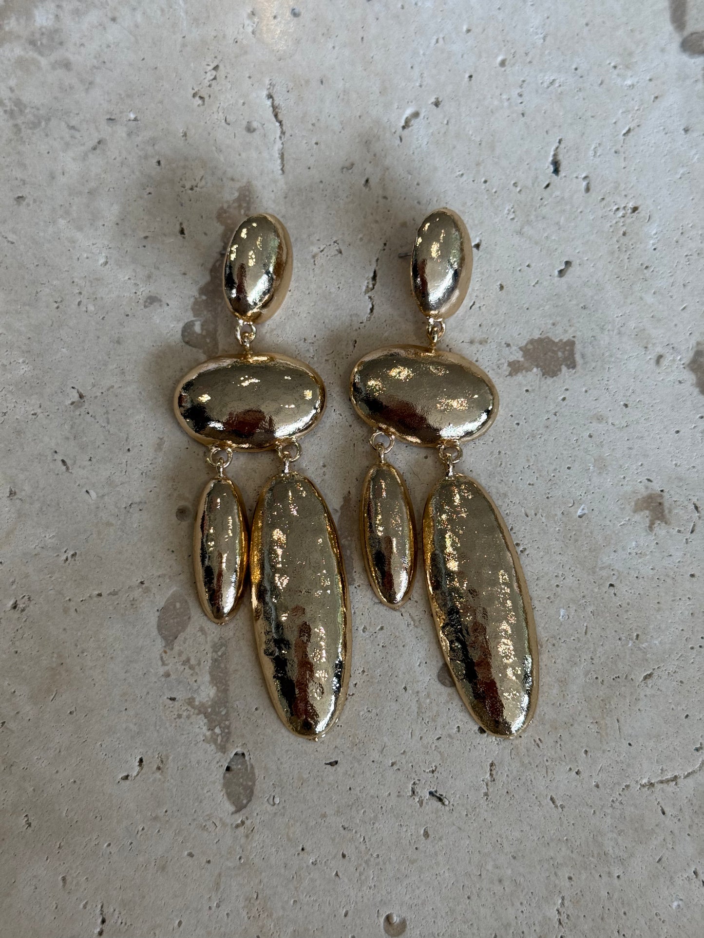 Gold Dangle Hammered Earring