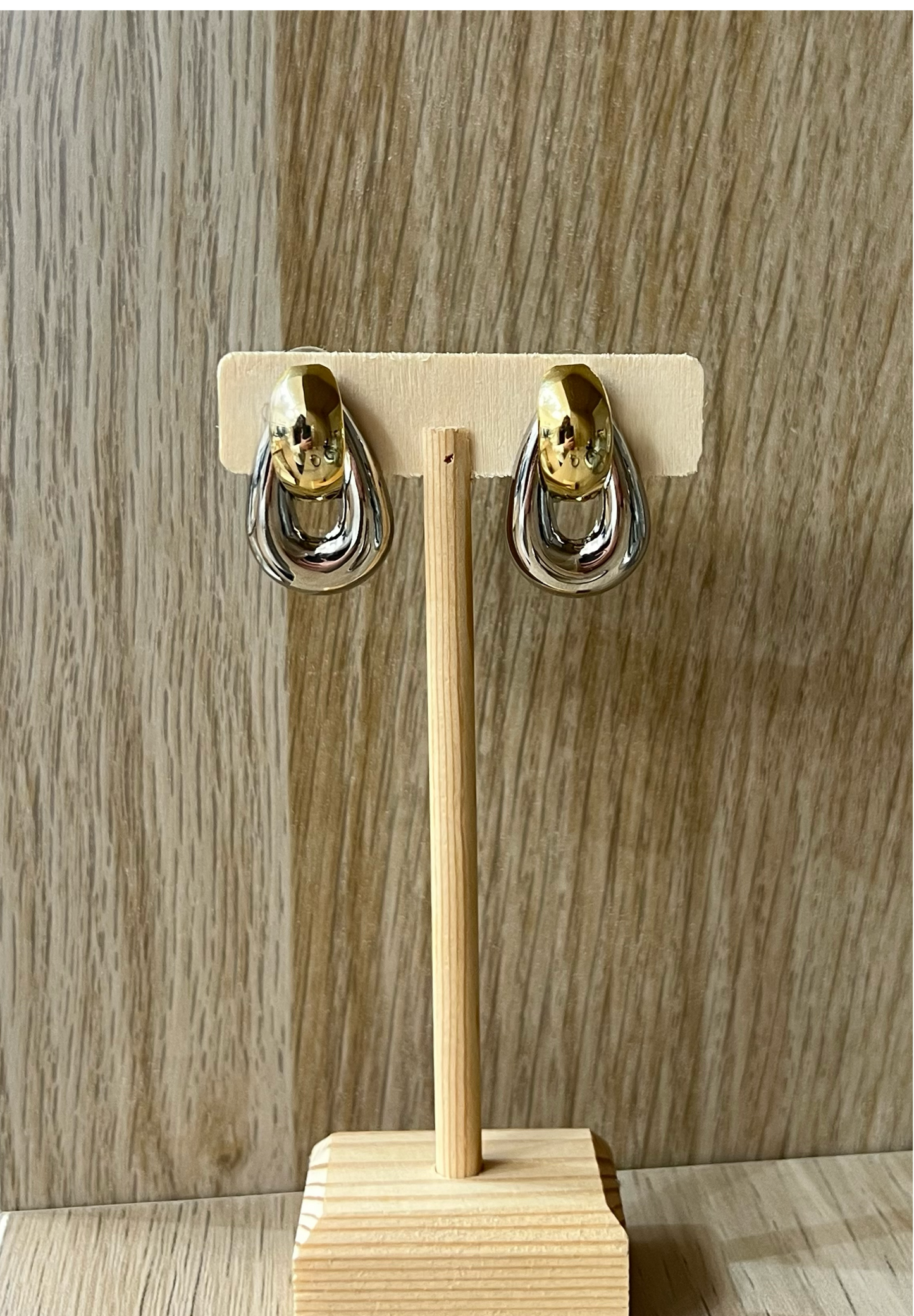 Two Tone Door Knocker Earrings