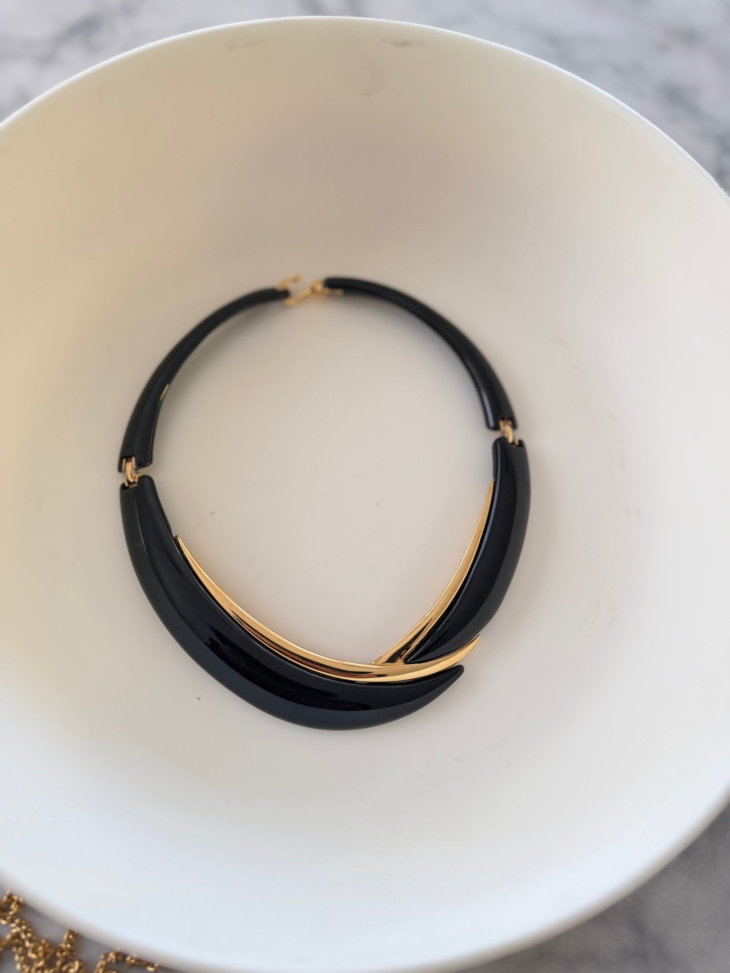 Vintage Gold and Black Choker Collar Necklace