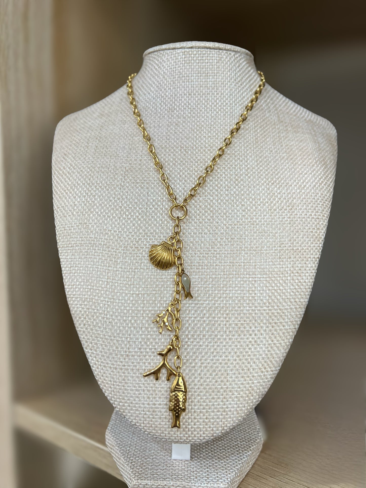 Fish Charm Lariat Necklace