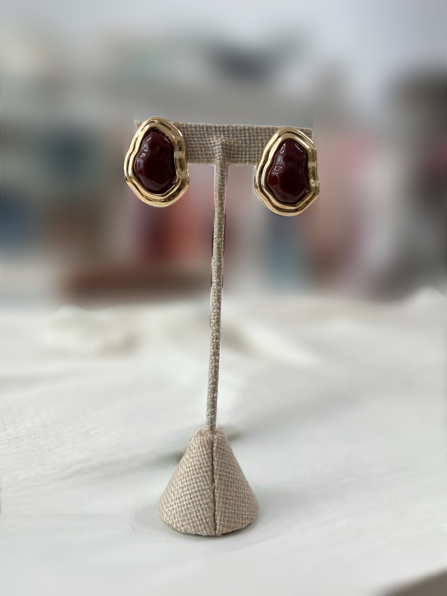 Gold and Red Earrings