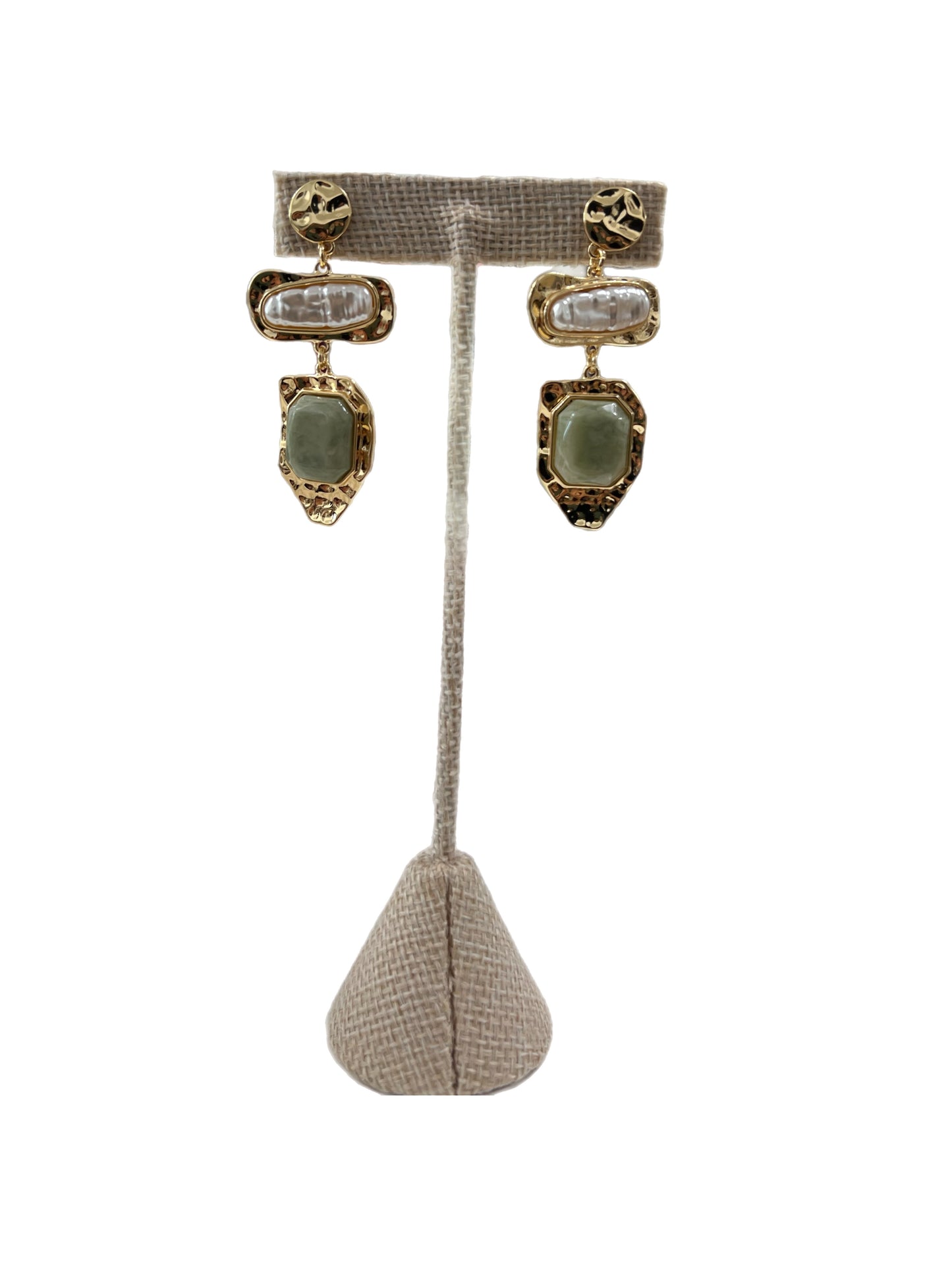 Pearl And Hammered Earrings