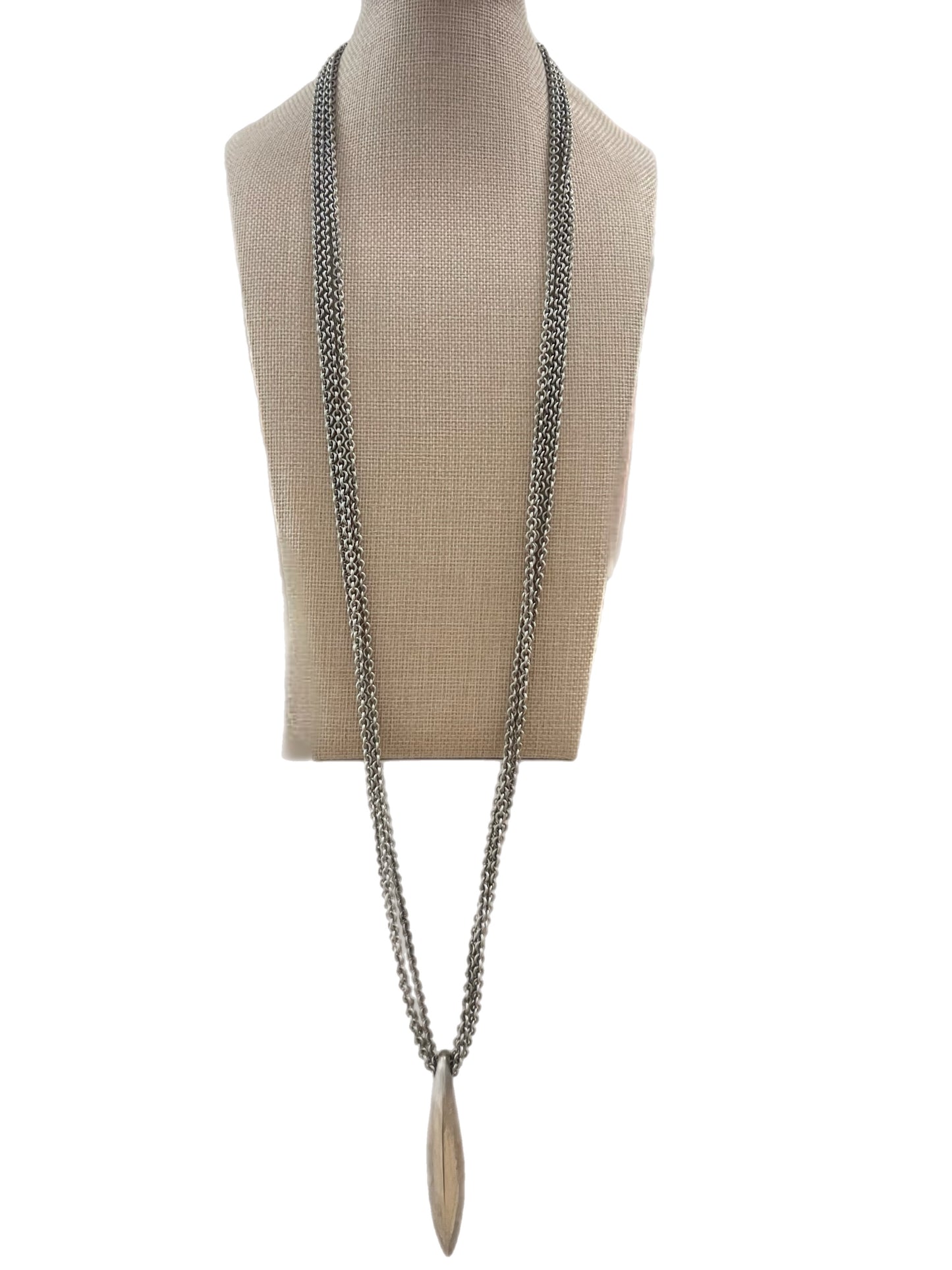 Brushed Silver Multi Chain Pendant Necklace