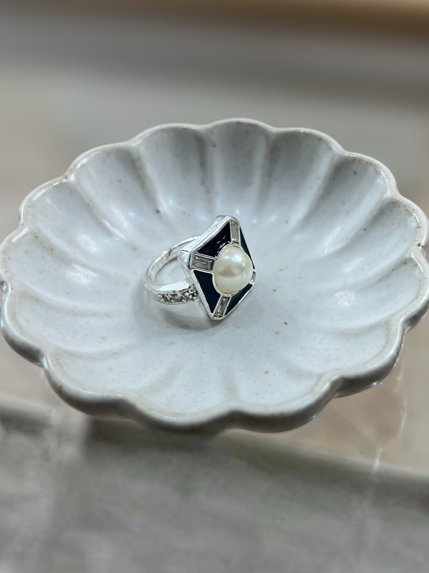 Pearl And Rhinestone Ring