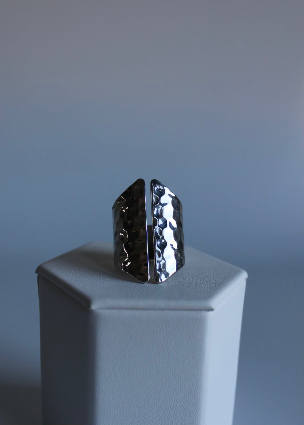 Silver Hammered Statement Ring