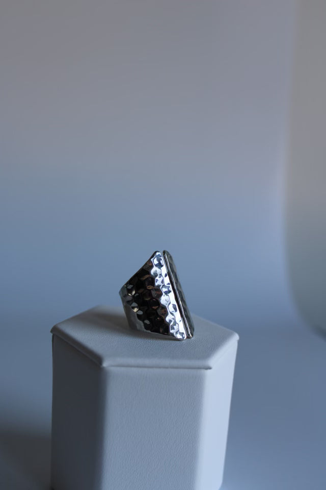 Silver Hammered Statement Ring