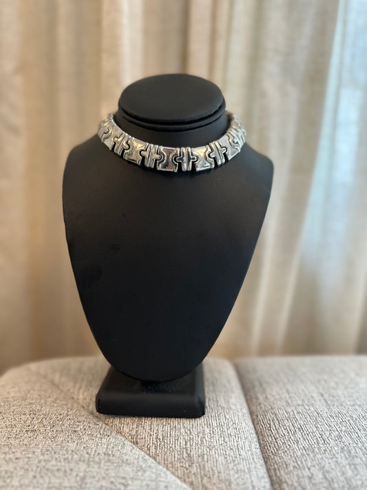 Silver Parenthesis Choker Necklace