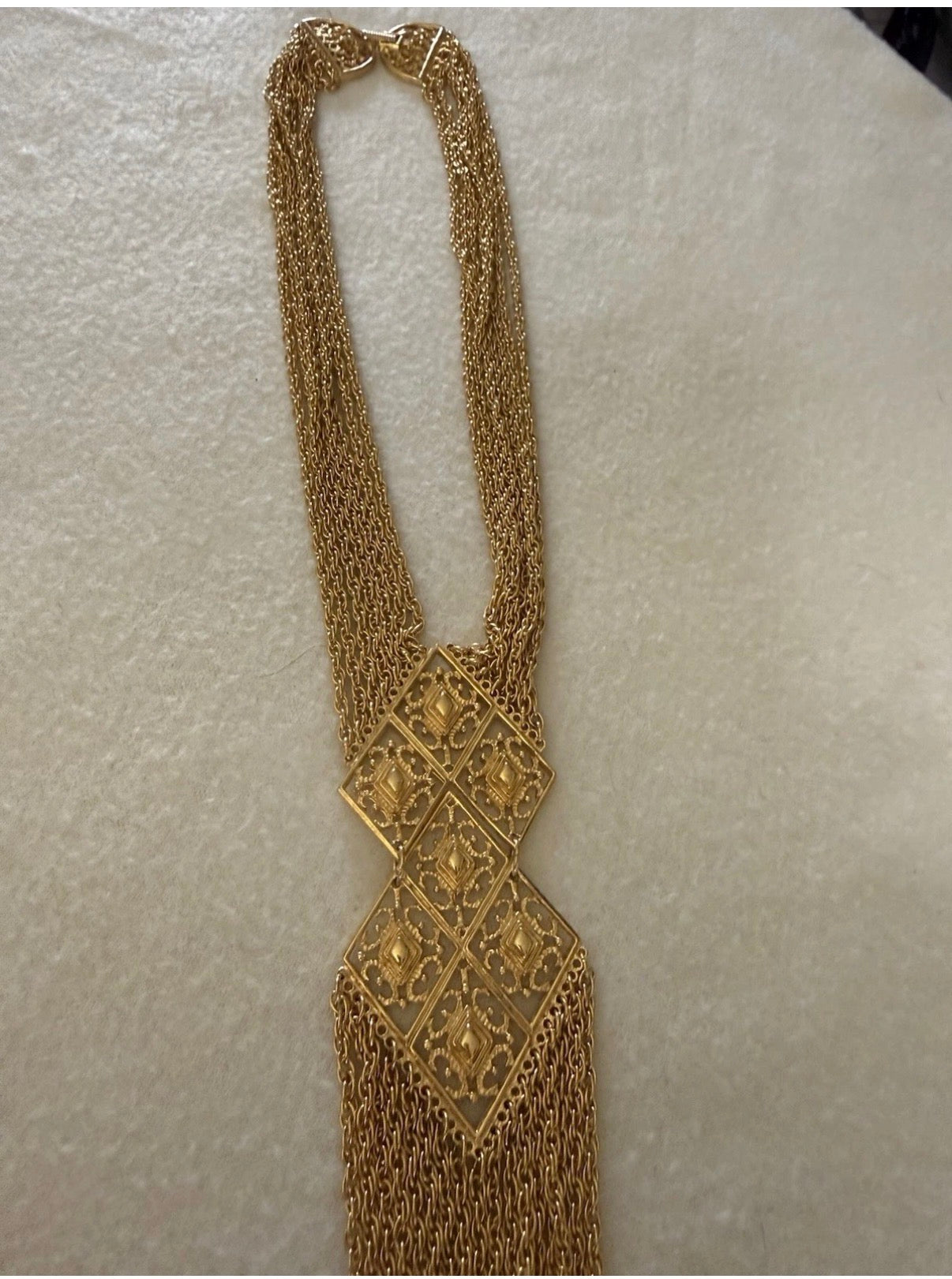 Vintage Egyptian Tassel Statement Necklace