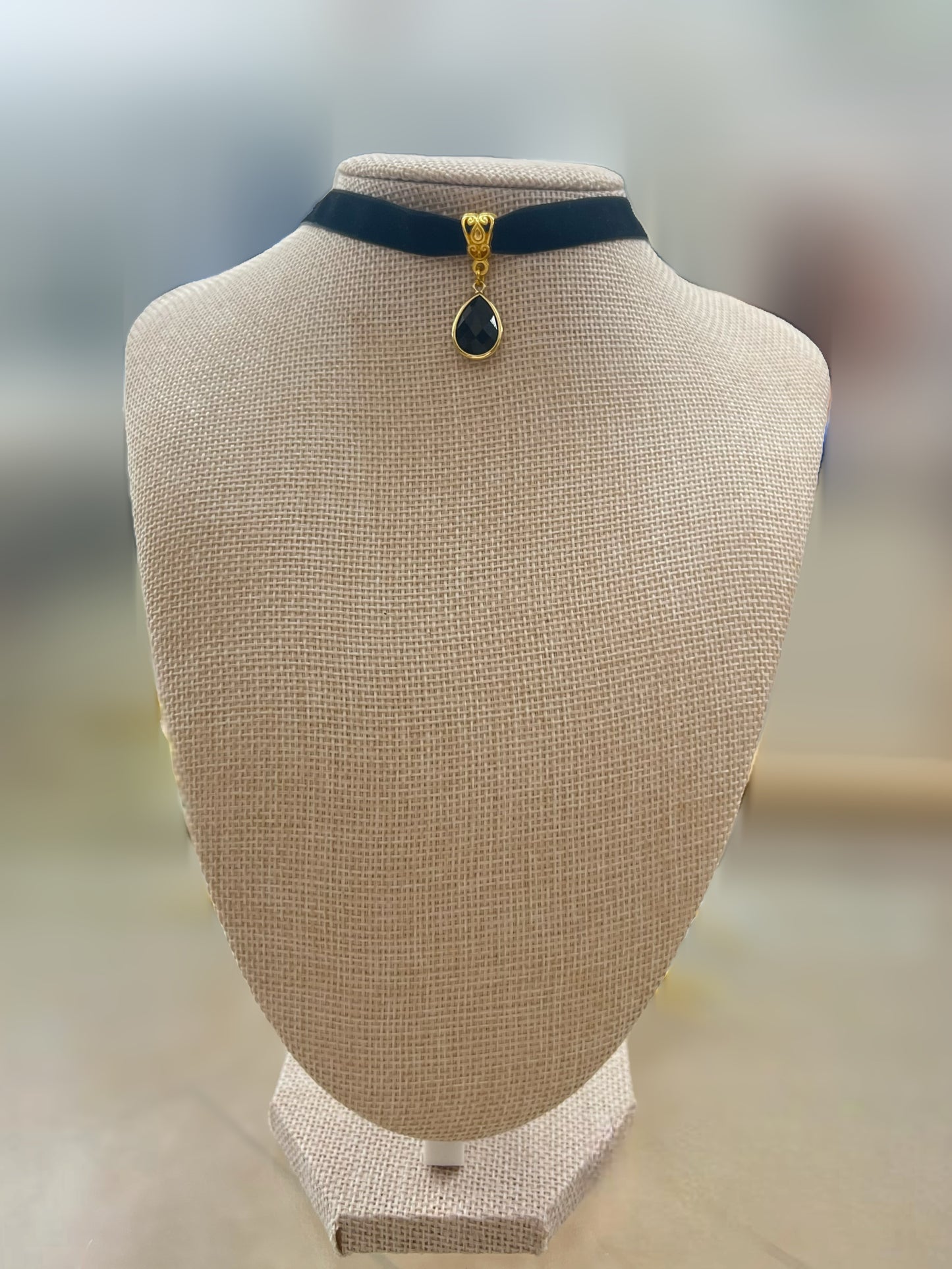 Black Velvet And Black Stone Choker