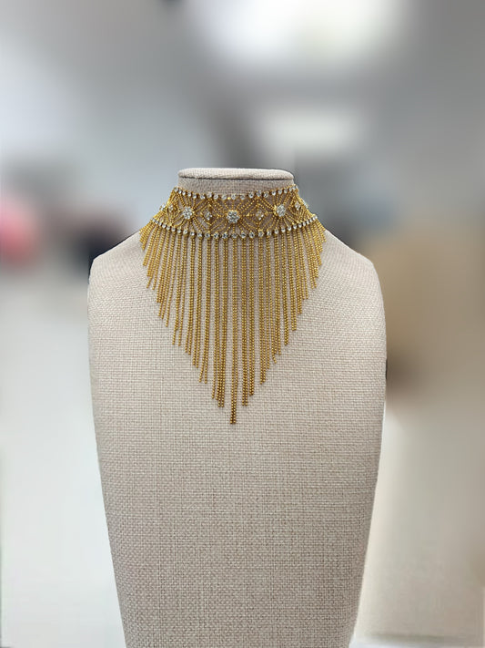 Tassel and Rhinestone Choker Necklace