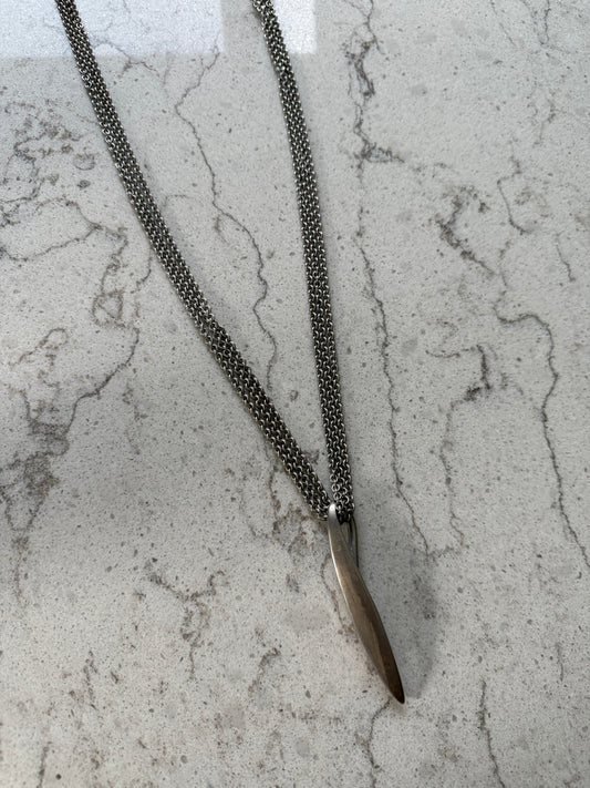 Brushed Silver Multi Chain Pendant Necklace