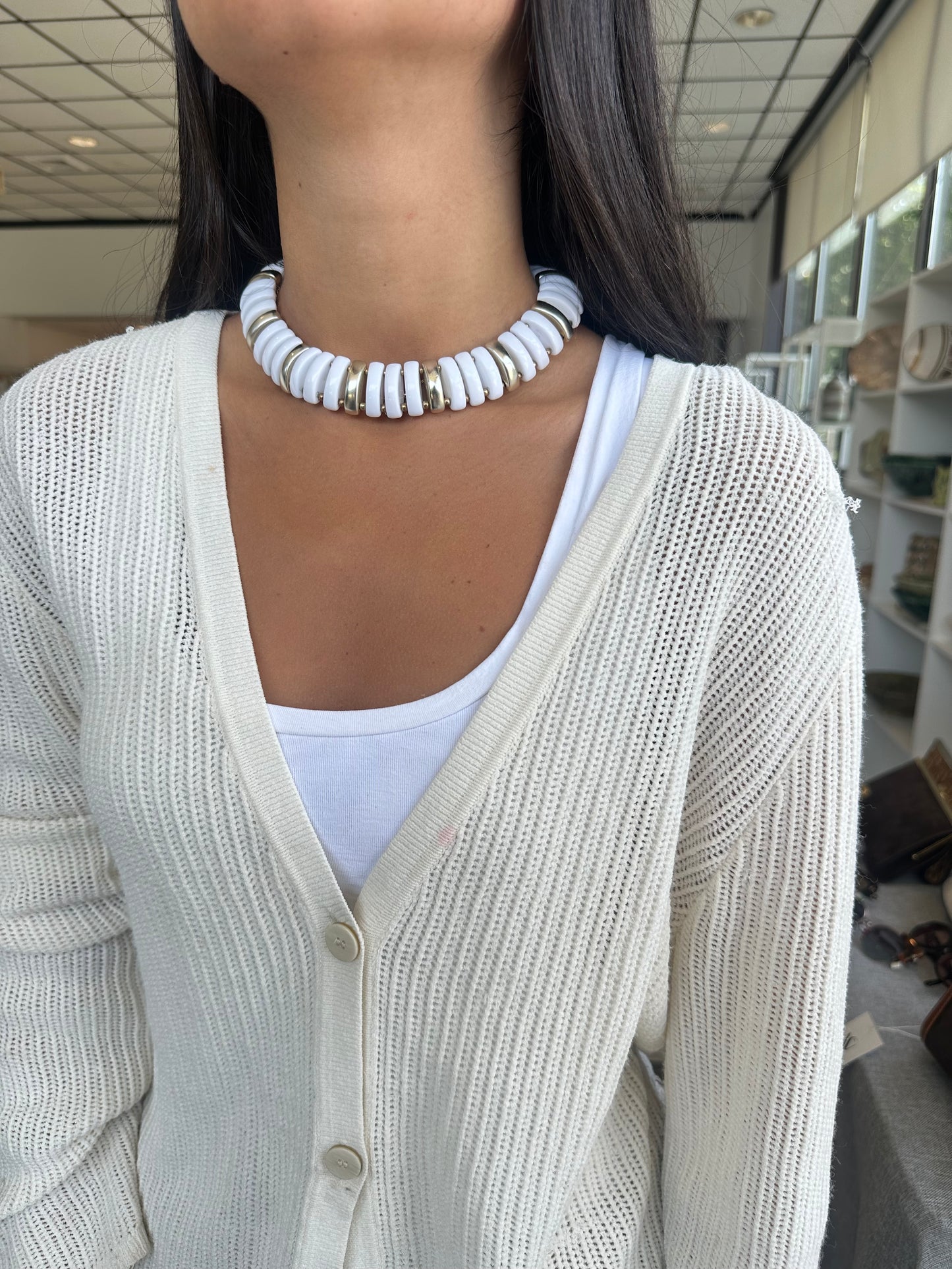 White And Gold Choker