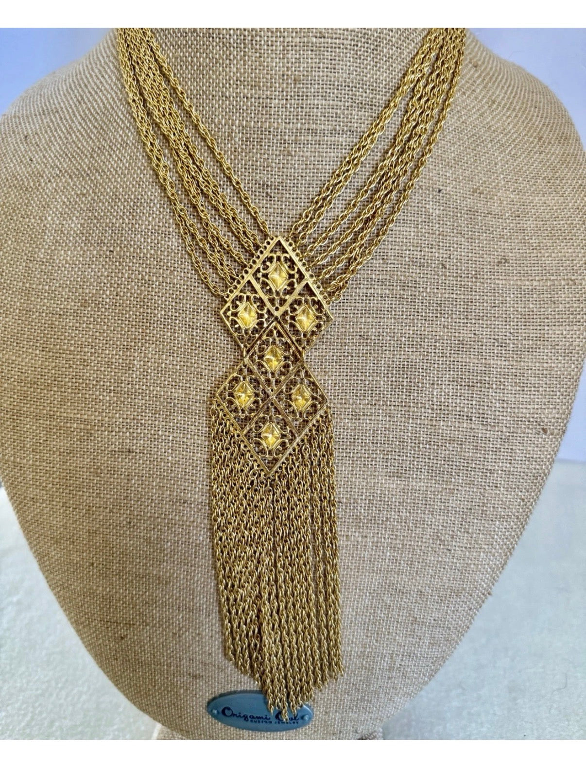 Vintage Egyptian Tassel Statement Necklace