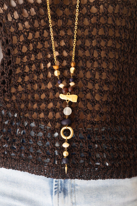 Vintage Long Beaded Lariat Necklace