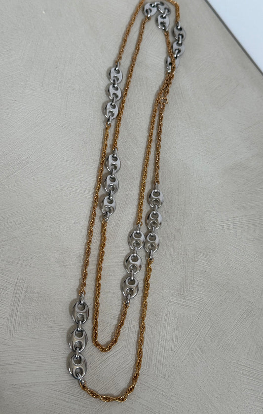 Vintage Long Layer Coffee Bean Chain Necklace