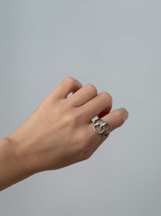 Vintage Silver Double Horseshoe Ring