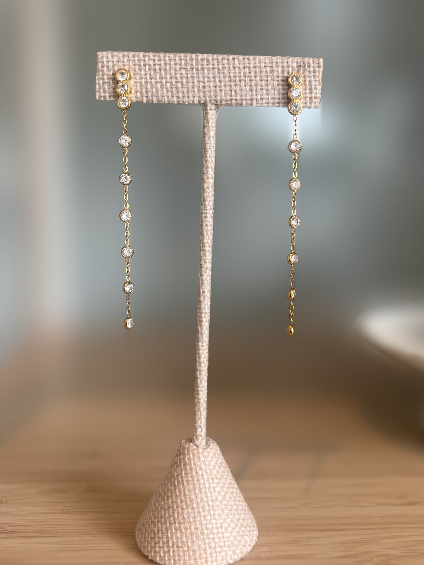 Long Gold Crystal Hanging Earring