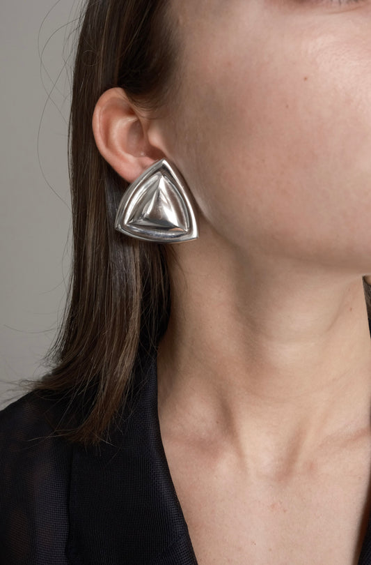 Silver Triangle Clip Back Earrings